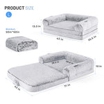 grey human dog bed for adults with egg foam supportive mat and faux fur