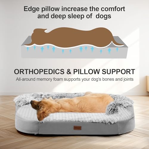 3.7 inch thickened orthopedic dog bed for extra large dogs with 28d egg-crate foam and removable cover