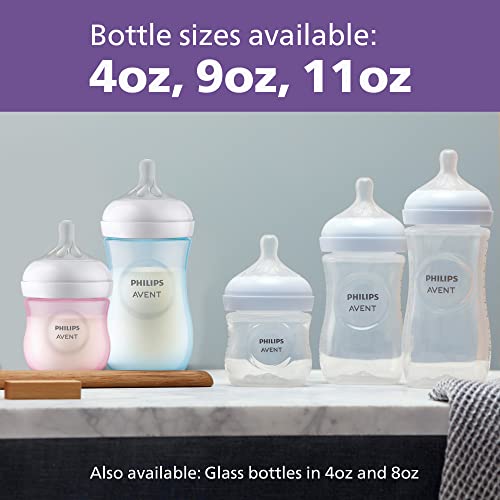 Philips Avent Natural Baby Bottles 4-Pack, Medium Flow, 9oz, SCY903/04, BPA-Free