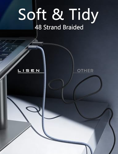 Lisen 6.6ft 2-pack 240W USB-C to USB-C cable fast charging for iPhone 17, 16, 15 Pro Max, iPad, MacBook, Samsung S26, S25 Ultra