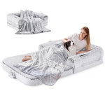 grey human dog bed for adults with egg foam supportive mat and faux fur