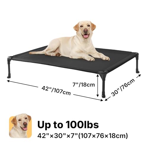 veehoo outdoor elevated dog bed large size black 42x30 inches