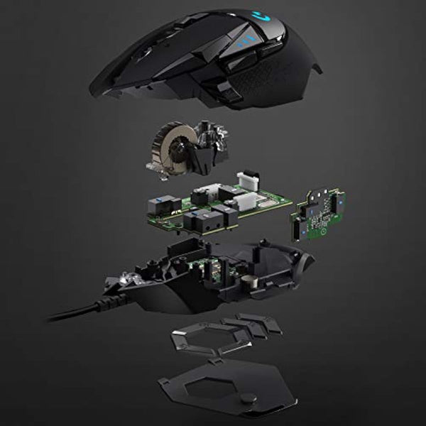 Logitech G502 Hero High Performance Wired Gaming Mouse with Hero 25K Sensor, RGB, Adjustable Weights, 11 Programmable Buttons - Black