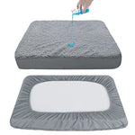 Grey soft plush dog bed liner replacement cover, 36x27 inches, waterproof, machine washable