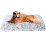 eheyCiga fluffy dog crate bed for extra large dogs, grey, 48" x 30" x 7"