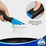 Mr Siga Soap Dispensing Dish Brush for Pot Pan Sink Cleaning with Built-in Scraper, Black