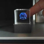 HolaCube WiFi Holographic Crystal 3D Photo Display, Smart Weather Station & Digital Clock with GIF Animations and Electronic Image Album Player for Desktop/Car Décor (Black Base)