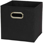 Household Essentials Foldable Fabric Storage Bins 6 Piece Set, Strong Poly-Woven Fabric, Sturdy Chipboard Sides, Grommet Front Handle, Stackable and Foldable, Classic Design, Black