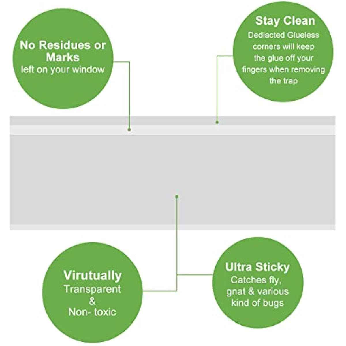 50 Pack Window Fly Trap, Fruit Fly Traps for Indoors, Fly Paper Sticky Strips, Fly Traps for Indoors Clear