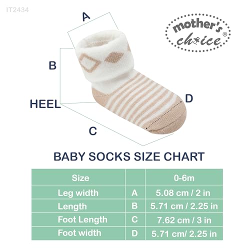 Mother's Choice Organic Cotton Baby Socks Infant 0-6 Months - 12 pairs Soft, Cozy, and Gentle Newborn Socks for Girls & Boys, Perfect Baby Registry for Everyday Wear, and Infant Comfort