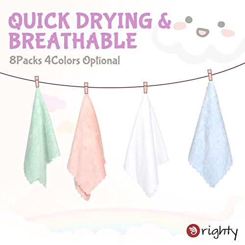 Orighty 20x10 inch coral fleece baby burp cloths, highly absorbent and ultra soft for newborns, 8-pack
