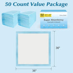 36" x 36" Disposable Underpads, 50 Count, Super Absorbency for Babies, Pets & Adults - Leakproof & Quick Drying