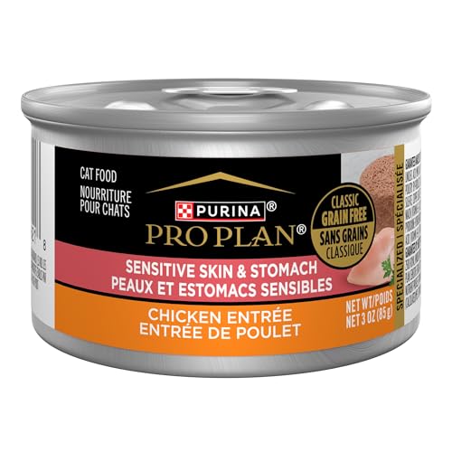 grain-free purina pro plan chicken cat food, 24 cans, 3 oz, sensitive skin and stomach