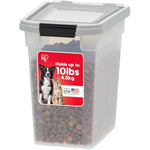iris usa airtight weatherpro pet food storage container, up to 10 lbs, made in usa, clear/gray