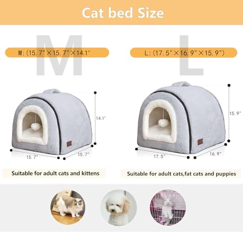 grey cat bed for indoor cats foldable cat cave anti-slip water-resistant bottom cat houses for small dogs