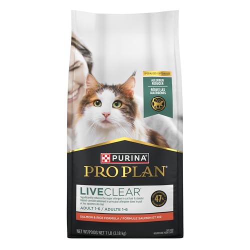 purina pro plan liveclear high protein cat food salmon rice formula 7 lb bag