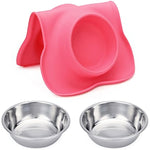 hubulk pet dog bowls 2 stainless steel no spill non skid silicone mat pet food scoop water feeder for small medium large dogs cats
