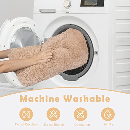 joejoy deluxe plush washable dog beds anti-slip pet sleeping mat for extra large medium small dogs 40 x 27 beige