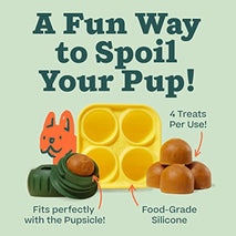 WOOF Pupsicle Treat Tray Mold, Large 25-75lbs, Silicone, Dishwasher Safe, Reusable, Freeze Refill, Dog Treats, Pupsicle Toy