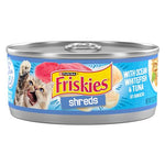 Purina Friskies Shreds with Ocean Whitefish and Tuna in Sauce Wet Cat Food - Pack of 24 - 5.5 oz cans
