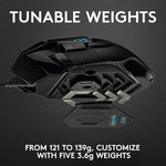 Logitech G502 Hero High Performance Wired Gaming Mouse with Hero 25K Sensor, RGB, Adjustable Weights, 11 Programmable Buttons - Black
