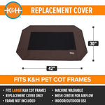 kandh large pet cot replacement cover 42x30 inches chocolate - machine washable indoor outdoor use