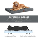 Grey Orthopedic Dog Bed for Large Dogs, Waterproof Oxford Fabric, 36x27 Inch, Egg Crate Foam, Machine Washable