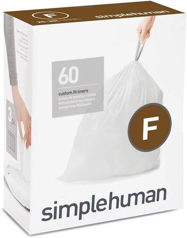 Custom fit liners for simplehuman trash cans, 100 count, 50% PCR plastic, 50-60 liter capacity