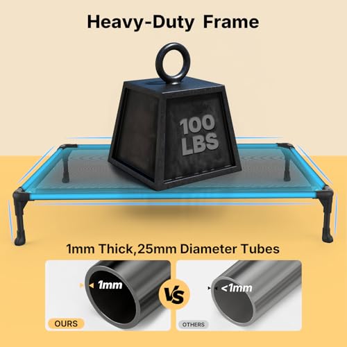 veehoo outdoor elevated dog bed large size black 42x30 inches