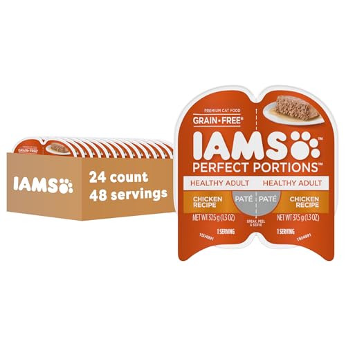 iams perfect portions healthy adult grain free wet cat food pate chicken recipe 2.6 oz easy peel twin-pack trays 24 count 48 servings