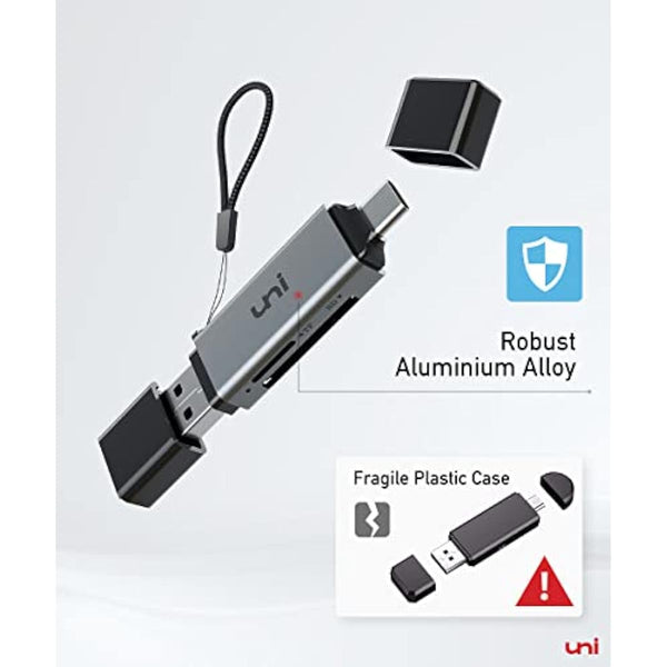 uni high-speed usb c sd card reader, usb 3.0 dual slots, compatible with macbook pro, android galaxy