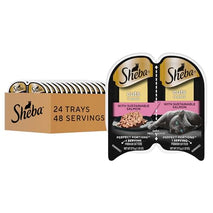 Sheba sustainable salmon wet cat food in gravy, 2.6 oz twin-pack trays, 48 servings