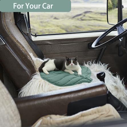 30 x 20 inch cotton leaf cat bed pad, warming mat for feral and indoor cats