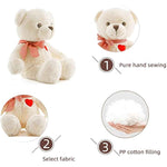 11.4 inch small white teddy bear with heart soft cuddly plush gift for kid girlfriend boyfriend