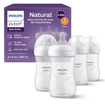 Philips Avent Natural Baby Bottles 4-Pack, Medium Flow, 9oz, SCY903/04, BPA-Free