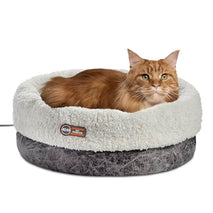 K&H Pet Products Heated Cat Bed Indoor, Thermo-Snuggle Cup Bomber Soft Heated Pet Bed for Large Indoor Cats and Small Dogs, Machine Washable, Waterproof Heated Pad, Safety Listed - 18 X 14in Gray