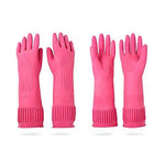 Mamison 2 Pairs Reusable Waterproof Dishwashing Gloves - Non-Slip Kitchen Cleaning Gloves (Pink, Medium)