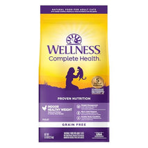 wellness complete health adult dry cat food indoor cats grain free healthy weight chicken turkey meal 5.5 pound bag