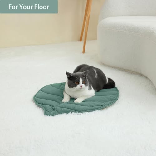 30 x 20 inch cotton leaf cat bed pad, warming mat for feral and indoor cats