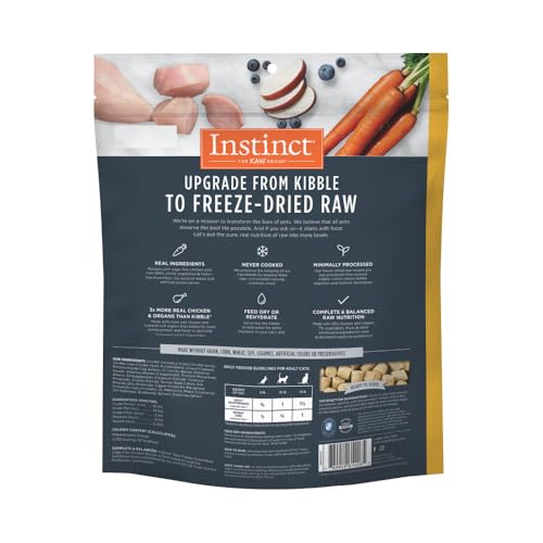 Instinct raw freeze-dried chicken cat food, 25 oz bag, USA made, grain-free, 93% meat, non-GMO