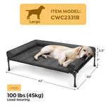 Veehoo cooling elevated dog bed with removable waterproof bolster cushion mat, large indoor outdoor pet cot for labrador rottweilers boxers, black, 42x30inches