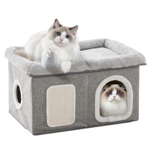 windracing extra wide cat house light grey foldable cat cave bed kitten condo 24.4x16.9x14.2 inches