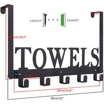 Over The Door Hooks, Towel Holder for Bathroom, Door Mount Towel Rack Towel Hooks for Bedroom Beach Towels Bathrobe Wall Mount Hang on The Door Cabinet Cupboard Metal Sandblasted (Black)