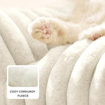 Bedsure ComfyFleece cute cat couch for indoor cats with removable washable cover and supportive pet sofa 24inch cream