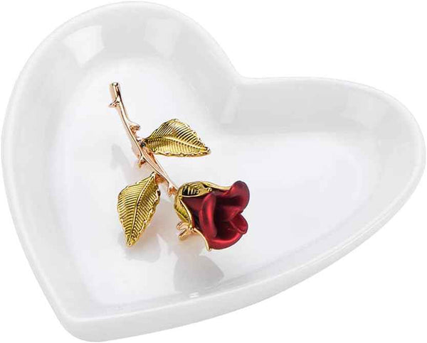 Lotus Leaf Shape Decorative Ring Tray, Small Key Bowl, Ceramic Trinket Tray Jewelry Dish Organizing Necklace Earrings, Home Decoration for Mom Best Friend Sister, Pink.