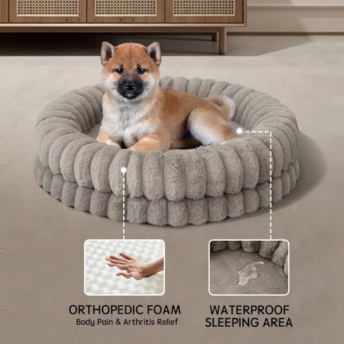 balance-luxury-donut-dog-bed-30-inches-round-medium-size-dogs-washable-orthopedic-calming-dogs-bed-with-anti-slip-bottom-oatmeal