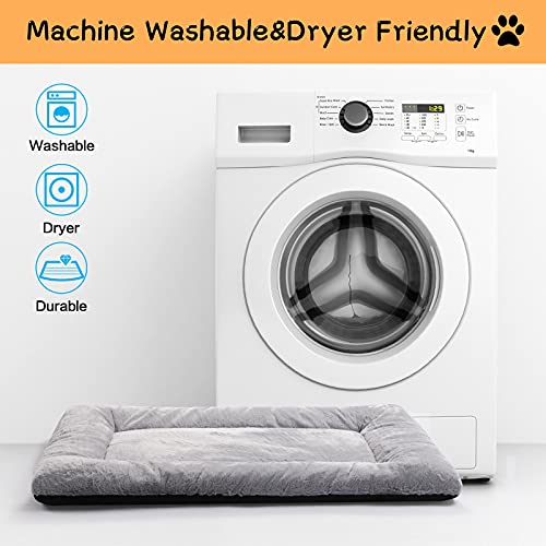 dog bed crate pad for medium/large dogs ultra soft washable anti slip kennel pad for dogs cozy sleeping mat gray 36inch