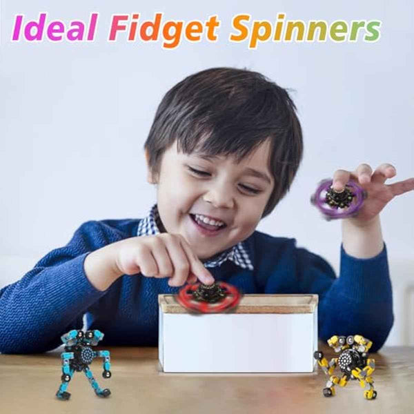 Valentines Day Gifts Transformable Fidget Spinners Toys 4 Pcs for Kids and Adults Stress Relief Sensory Toys for Boys and Girls Age 8-13 Fingertip Gyros Easter Basket Stuffers for Teens