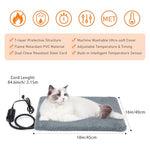 invenho heated cat bed, waterproof adjustable temperature dog cat heating pad with timer, 18" x 16"
