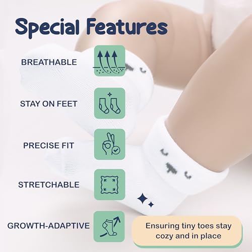 Mother's Choice Organic Cotton Baby Socks Infant 0-6 Months - 12 pairs Soft, Cozy, and Gentle Newborn Socks for Girls & Boys, Perfect Baby Registry for Everyday Wear, and Infant Comfort
